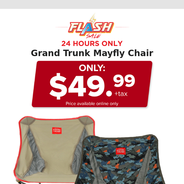 🔥  24 HOURS ONLY | GRAND TRUNK CAMP CHAIR | FLASH SALE