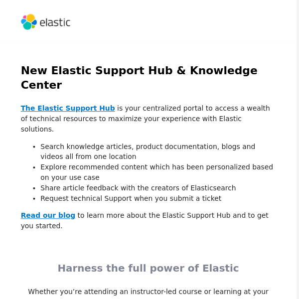 New Elastic Support Hub