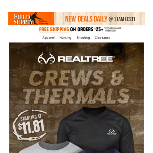 🥶 Realtree crews & thermal from $11.81