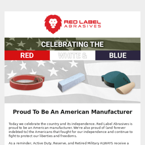 Happy 4th Of July From Red Label Abrasives 🗽