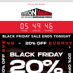 Nutrition Warehouse, 6 Hours Left To Save ⏰