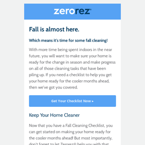 Hey Zerorez, Fall cleaning is only a click away!