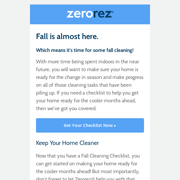 Hey Zerorez, Fall cleaning is only a click away!