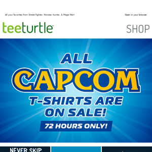 🚨 ALL Capcom t-shirts on SALE! 🚨