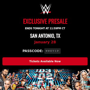 3...2...1...Royal Rumble Tickets are Available Now with Passcode: WWEVIP!