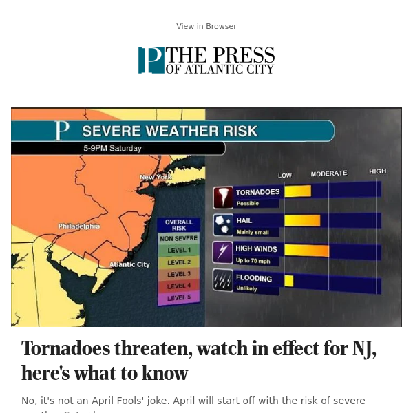 Tornadoes threaten, watch in effect for NJ, here's what to know