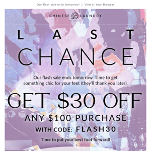 Last Chance to Save $30