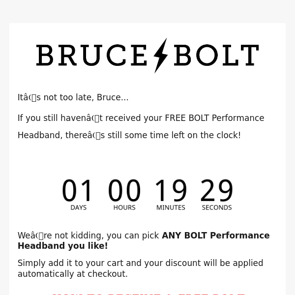 BRUCE BOLT Performance Headband - BLACK