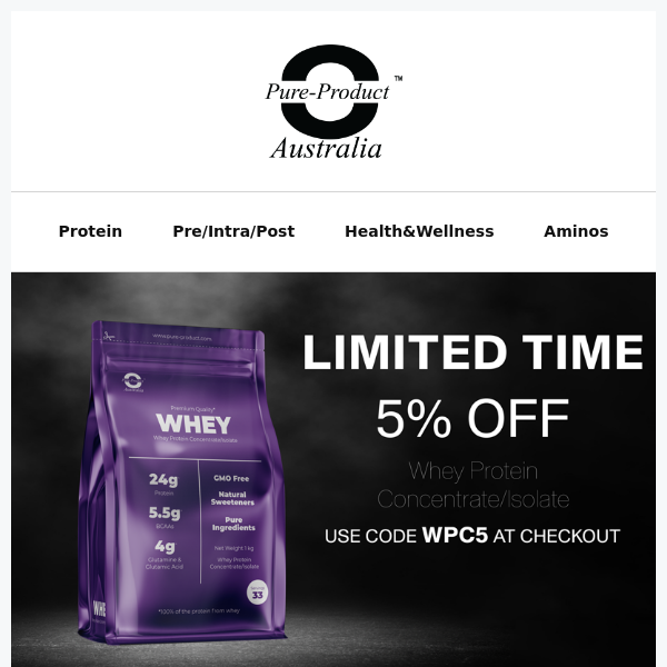 🏋️‍♀️ Pump Up Your Gains! 💪 Enjoy 5% OFF on Our Powerful Whey Protein 🎉