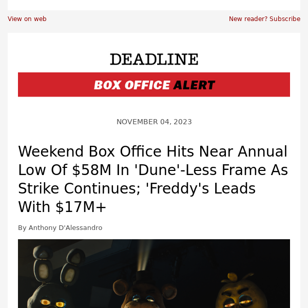 Box Office: 'Five Nights at Freddy's' Leads Near 2023 Low Weekend – Deadline