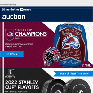 2022 Stanley Cup Champions Items on NHL Auctions!