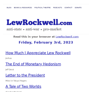 How Much I Appreciate Lew Rockwell
