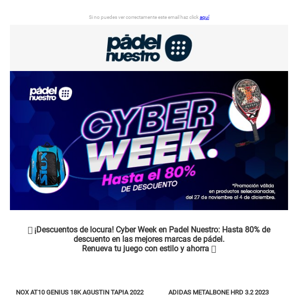 📬 Recordatorio: ¡Hasta 80% DTO en la Cyber Week! No te quedes fuera