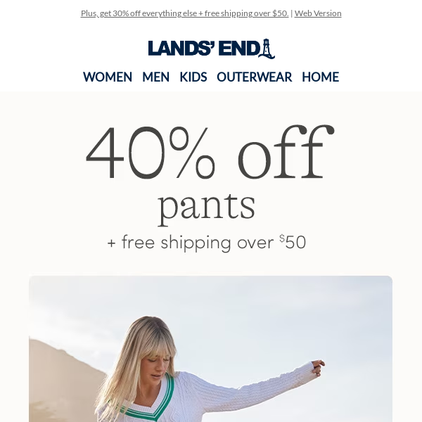 Happening now: 40% off pants