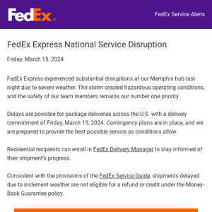 FedEx Express National Service Disruption