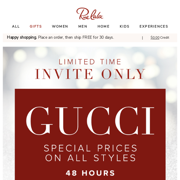 💌 Invite Only: Gucci Special Prices - Rue La La