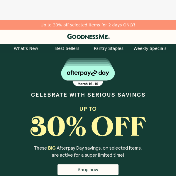 Afterpay Day Sale starts NOW