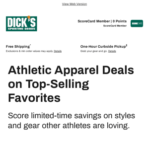 Stop searching! Athletic Apparel deals just for you