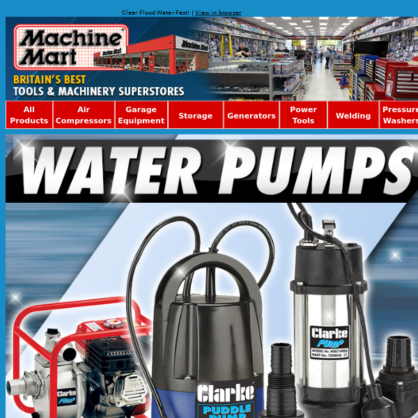 Clear Flood Water Fast - Pumps - All Types & Sizes - In-Store, Online or Call