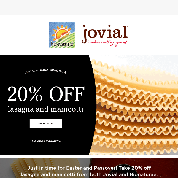 Save 20% on your baked pasta favorites!