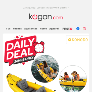 Daily Deal: KX2 Inflatable Kayak $109 (Rising to $189 Tonight)