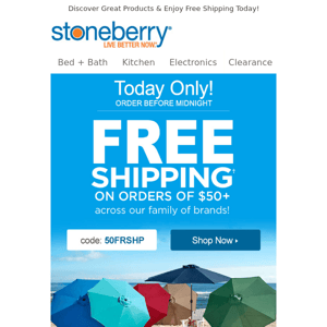 FREE Shipping For Memorial Day!