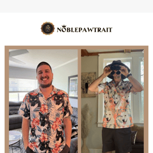 Every day feels like a vacation when you wear your pet's face on a Hawaiian shirt. 🤩