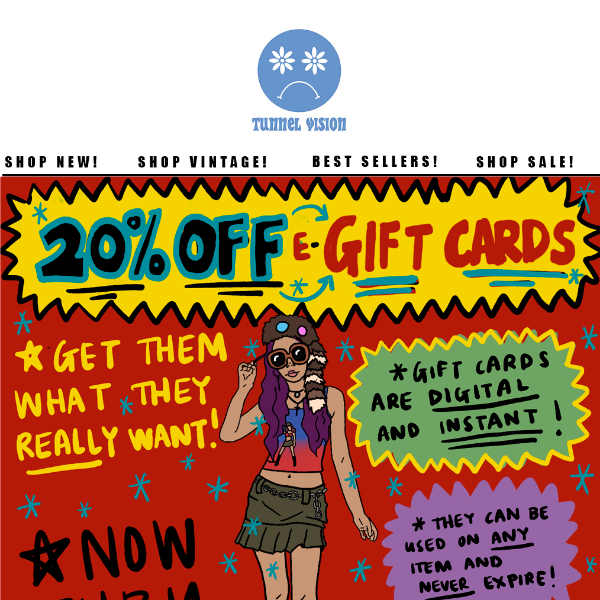 20% OFF ALL GIFT CARDS! ENDS TONIGHT!