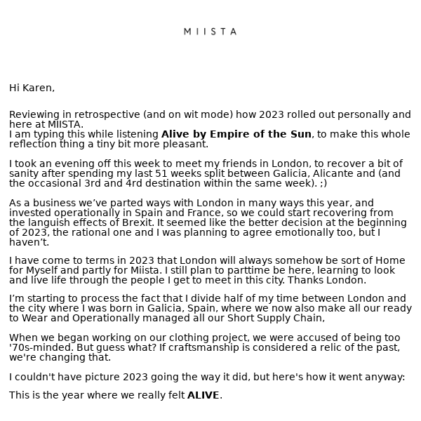 Letter from Laura