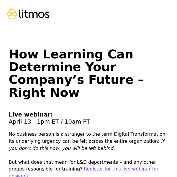 Live webinar: How Learning Can Determine Your Company’s Future
