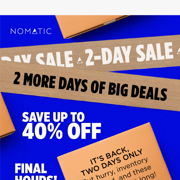 ⏰ Final Hours! Up to 40% OFF NOMATIC Gear 🎒