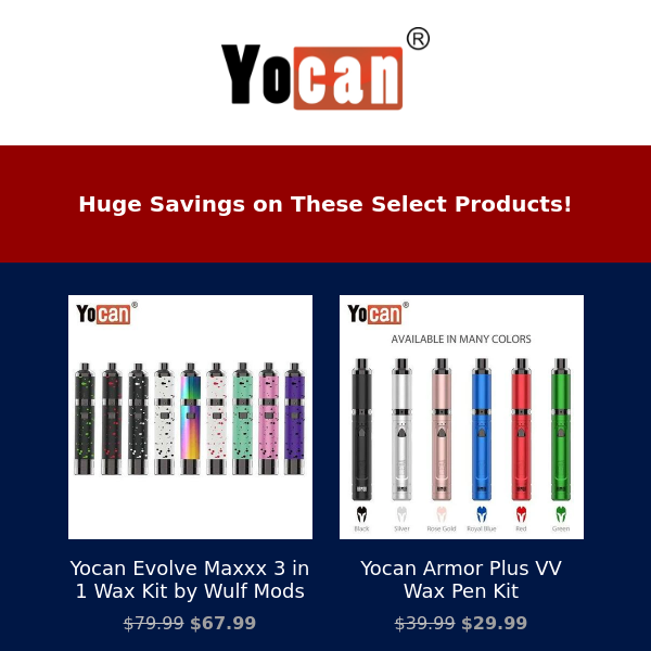 Select Yocan Products up to 25% Off!
