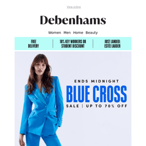 Ends midnight: Blue Cross Sale