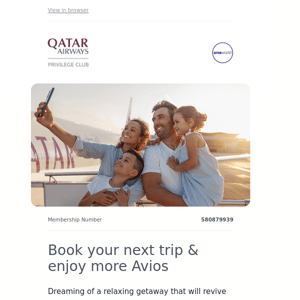 Qatar Airways , book your holiday and collect Avios with our travel partners