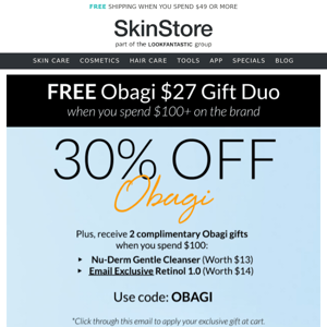 30% OFF OBAGI MEDICAL— Invitation Only