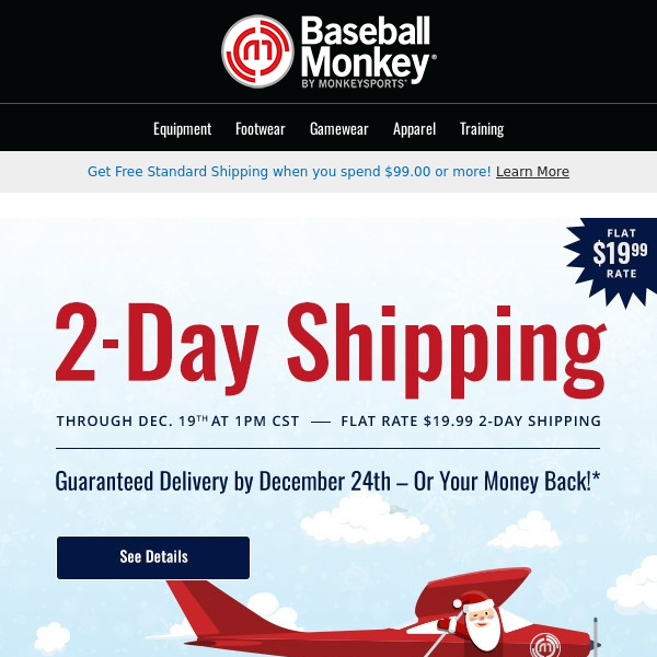 ⚡ Score Big! $19.99 Flat Rate 2-Day Shipping - Unwrap Your Baseball Gear by Dec 24th! 🎄