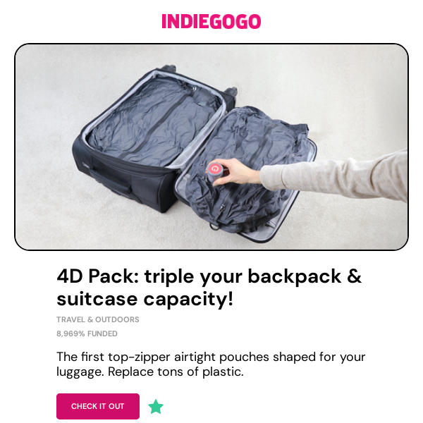 Triple your backpack and suitcase capacity... without lugging a vacuum around