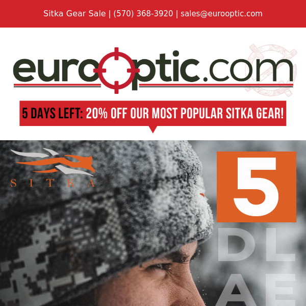 5 DAYS LEFT: 20% Off our Most Popular Sitka Gear!
