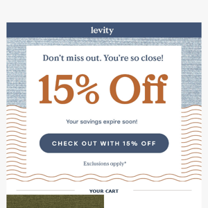 Empty Your Cart with 15% Off