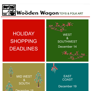 There's Still Time! Gift Suggestions and Shopping deadlines at The Wooden Wagon