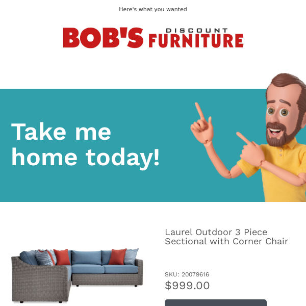 Don't miss out on Bob's Discount for the Laurel Outdoor 3 Piece Sectional with Corner Chair!