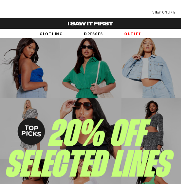 Top Picks ⚡ 20% off selected lines