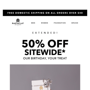 EXTENDED! 50% OFF SITEWIDE