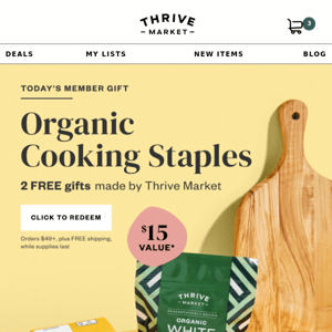 2 FREE organic cooking gifts ($15 value) 🥘