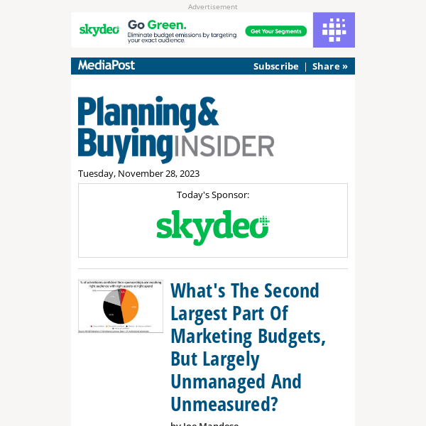 Planning & Buying Insider: What's The Second Largest Part Of Marketing Budgets, But Largely Unmanaged And Unmeasured?