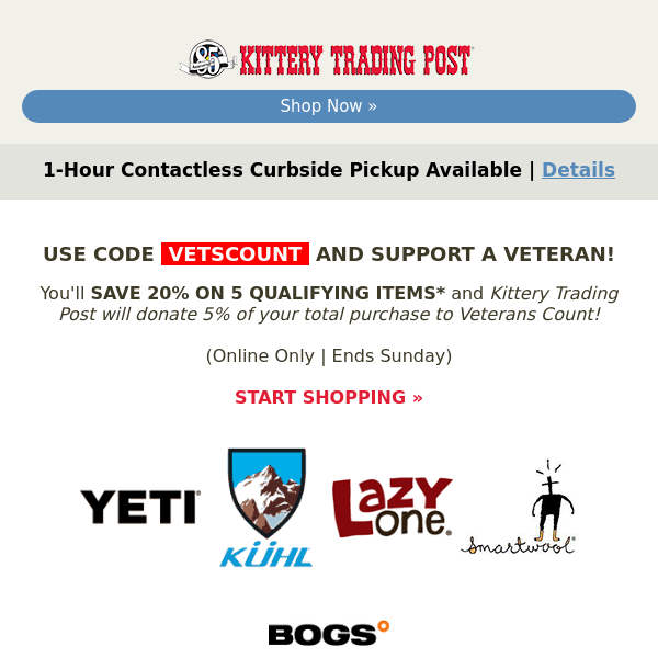 Your online purchase today helps a Veteran!