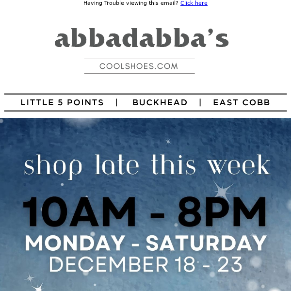 Shop Late: We're open until 8pm!