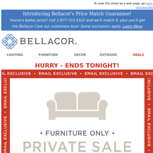 Ends Tonight! Extra 15% OFF Furniture Private Sale