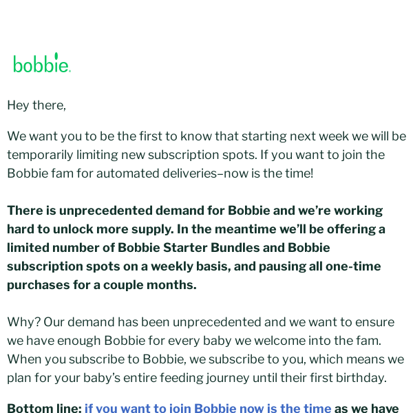 Join Bobbie: Spots are (temporarily) limited.