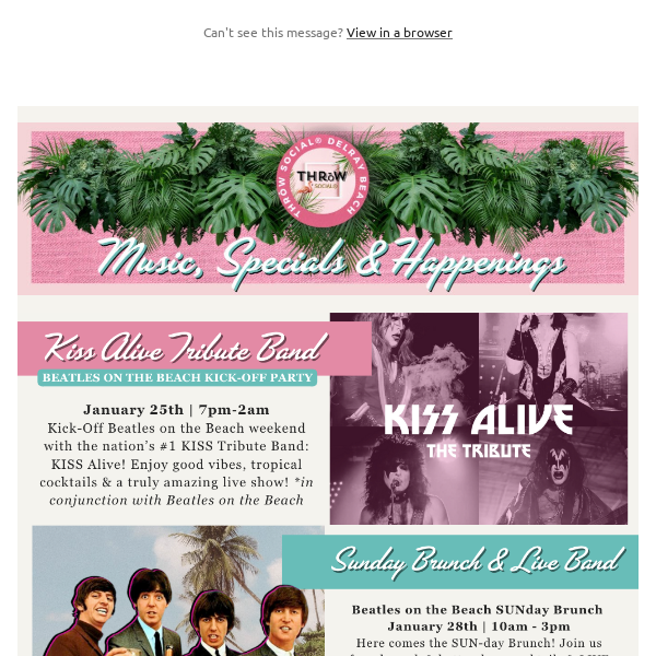 ☀️KISS Alive, Beatles Brunch, Valentine's, the Superbowl & More! Check It Out!